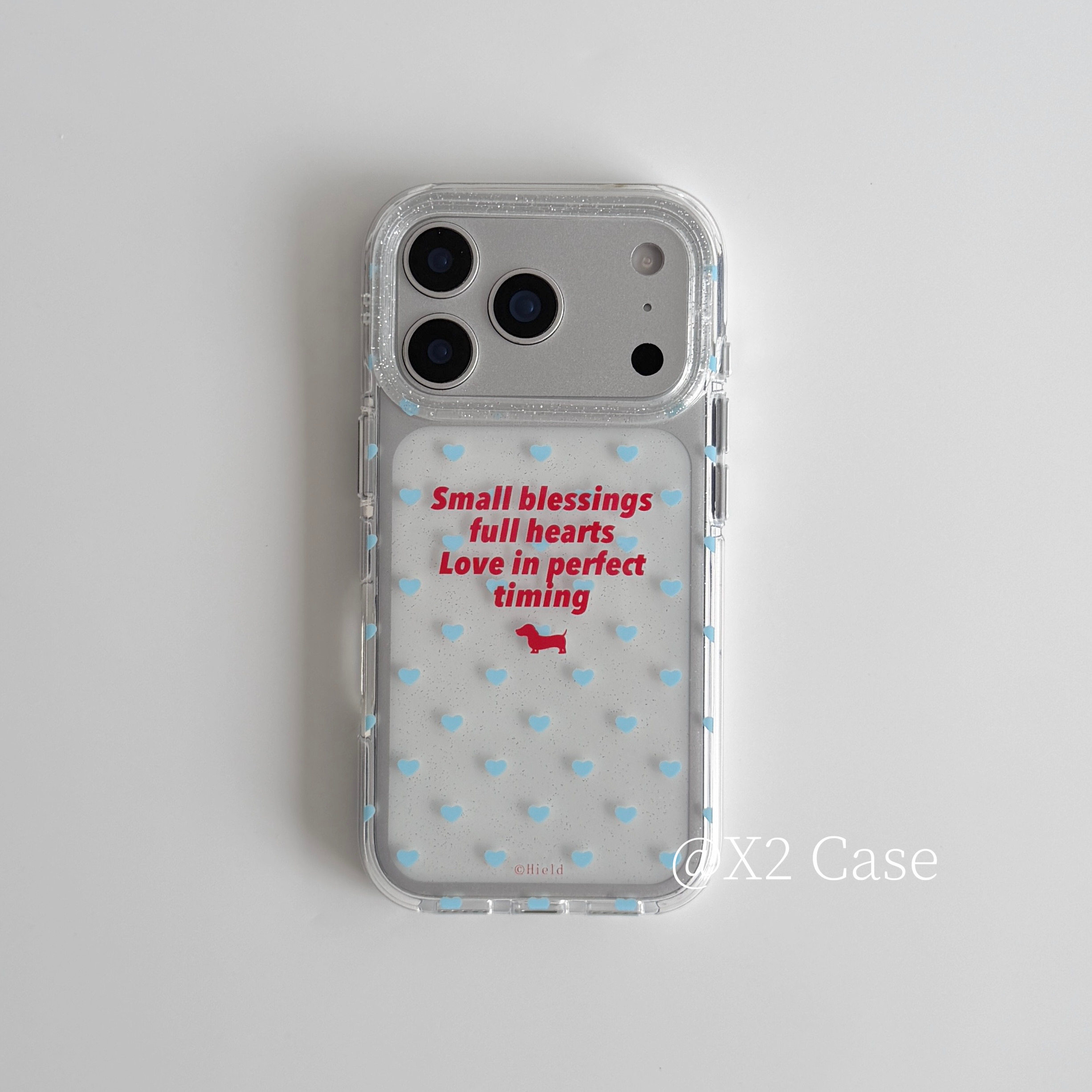 Y2K Phone Accessories - Ins Blue Love English Shining Y2K