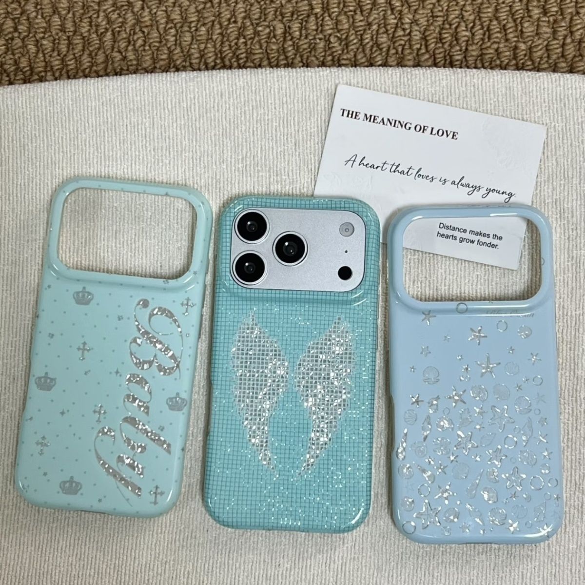 Y2K Phone Accessories - Korean Ins Mint Colored English Cross