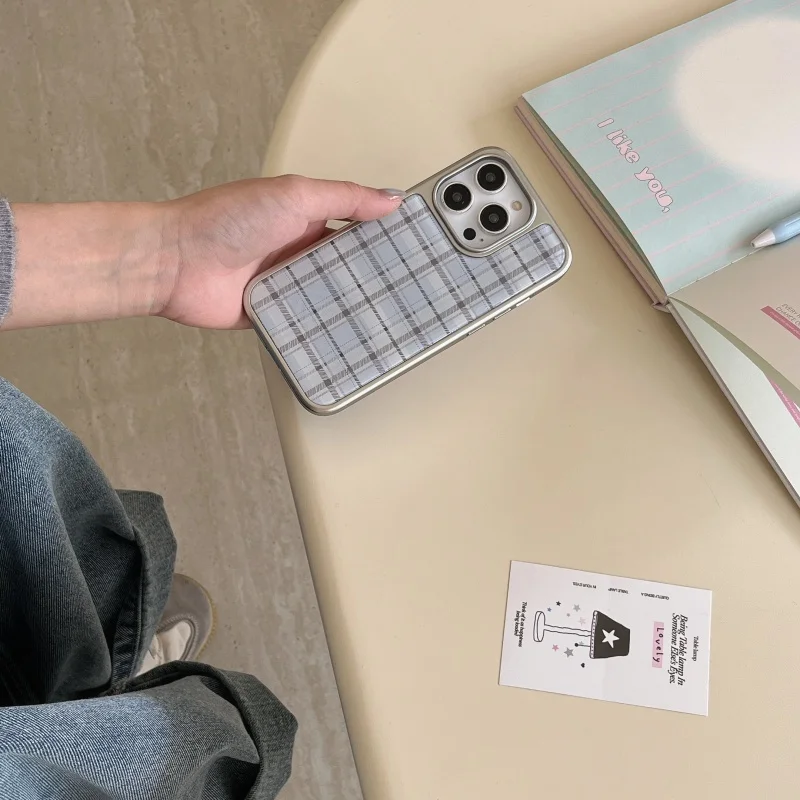 Korean Ins Epoxy Blue Plaid Pa - Y2K Phone Accessories recension och pris